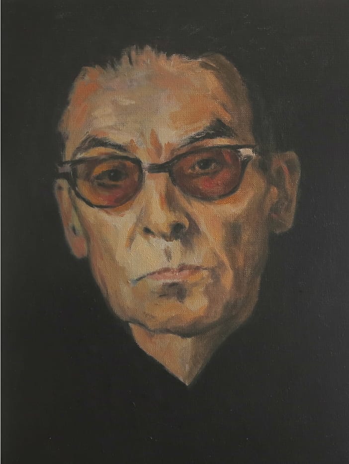Portrait in oil on canvas of poet and writer Jules Deelder