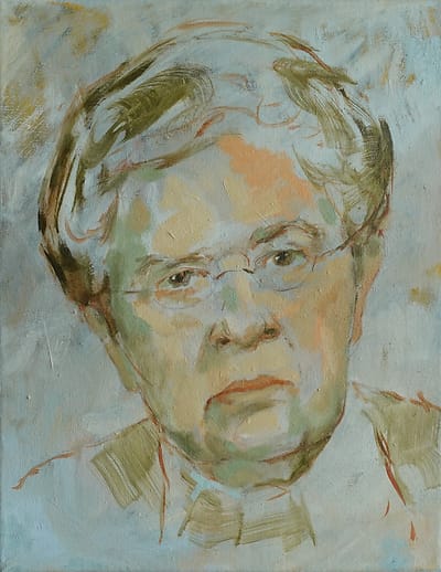 Oil painting, portrait of forensic investigator Frances Glessner Lee.