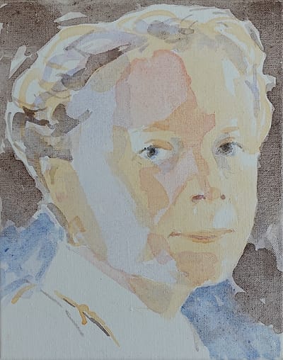 Oil painting, portrait of architect Julia Morgan.