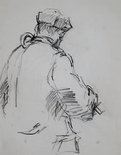 A farmer on the cattle market in Purmerend, 1973, seen from the back.