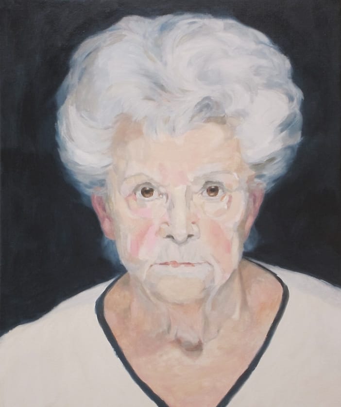 Angry gray-haired old lady